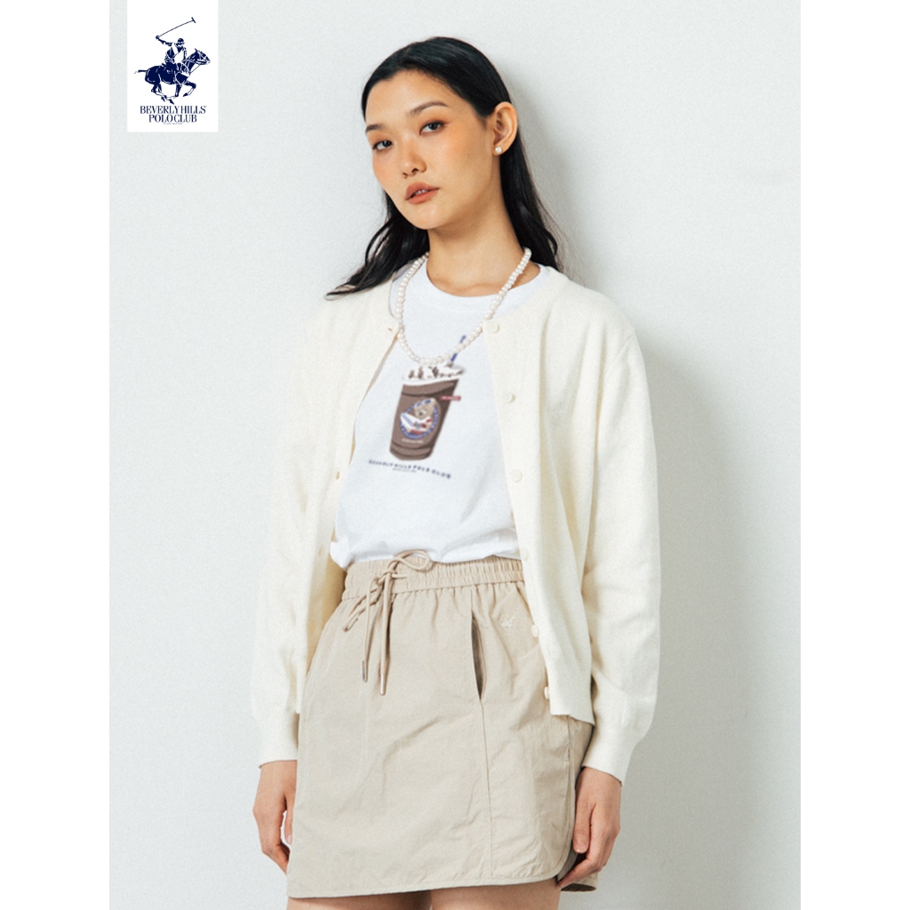 Beverly Hills Polo Club เสื้อยืดคอกลม ลายน้ำชาไข่มุก รุ่น BNSR362