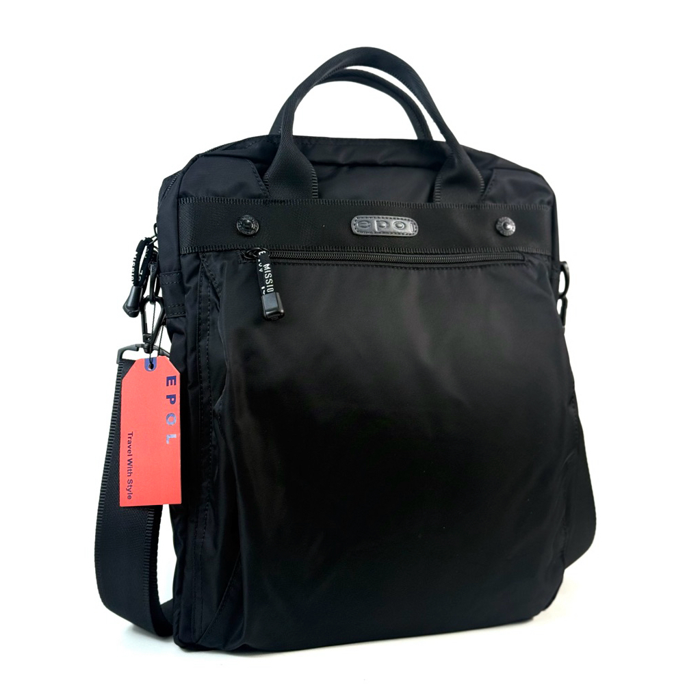 Chinatown Leather กระเป๋าผ้าสะพาย EPO สีดำ-สีเขียว 2หูหิ้วขนาดA4 IPAD แนวตั้ง 12x14 นิ้ว ขนาดใส่iPad