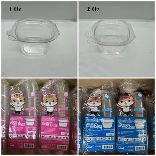 ถ้วยน้ำจิ้มพลาสติกฝาติด PET ตราแมวกาโต้ ขนาด 1ออนซ์(1oz.), 2ออนซ์(2oz.) บรรจุ 50ชุด