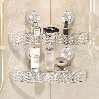 ชั้นวางของในห้องน้ำ ติดผนัง Punch Free ห้องน้ำชั้นวางเครื่องสำอาง มุมเก็บของแขวนผนัง