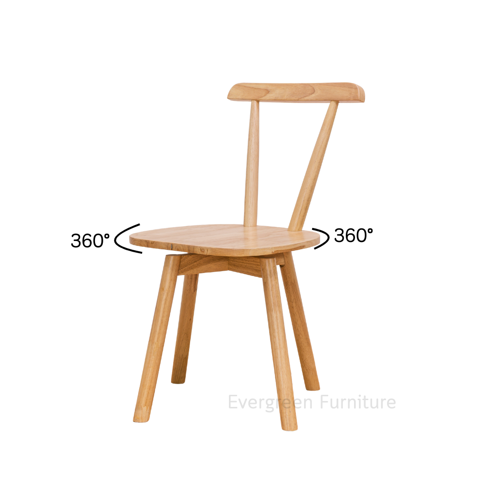 Evergreen Furniture เก้าอี้หมุนไม้ยางพารา หมุนได้ 360 องศา ไม้ยางแท้ 100% รหัส C-RC360-RHS