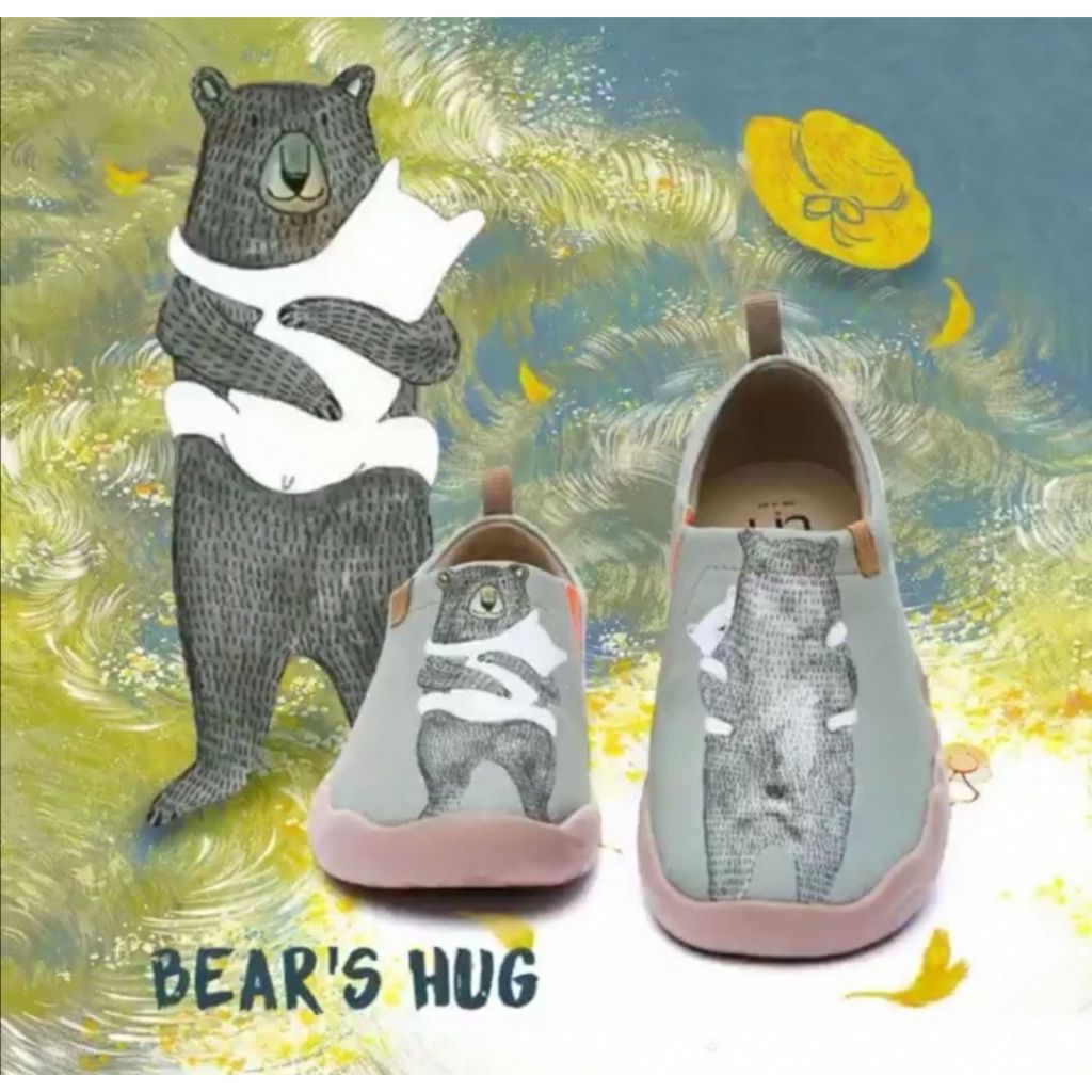 UIN fashion retro sports art casual sneakers travel shoes BEARHUG Artist Paint Women Canvas Shoes