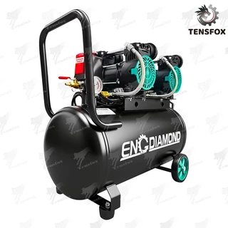 Tensfox ปั๊มลมออยล์ฟรี ปั้มลมไฟฟ้า 1600W ปั๊มลมไร้น้ำมัน 50L/30L/12L ลิตร ออยล์ฟรี เสียงเงียบ ถังลม รุ่น สีดำ