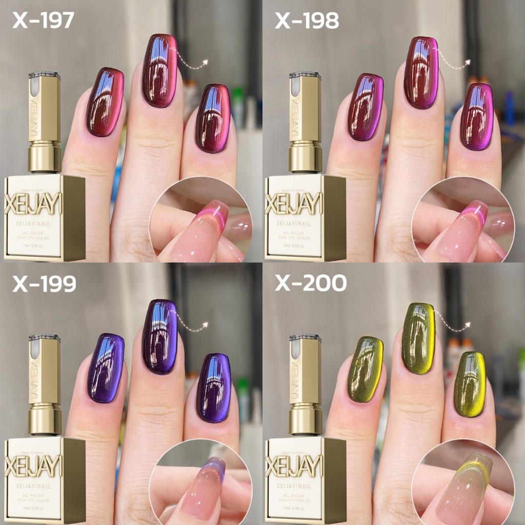 Xeijayi สีเจลทาเล็บ ลูกแก้ว Cat Eye 6 สี โทนไซรัปแคนดี้ (แบบแยกขวด) หวานน่ารัก ติดทนนาน หวานใส น่ารัก