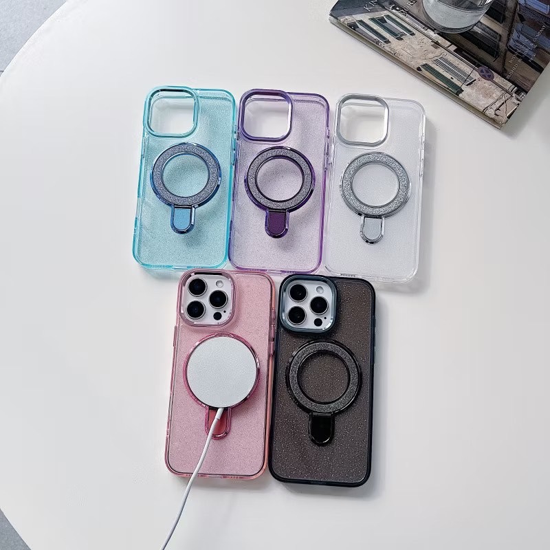 เคสโทรศัพท์ เคสชาร์จได้ กากเพชรตั้งได้ สำหรับรุ่น iPhone 17 17Ari 17Pro 17Pro max กันกระแทก
