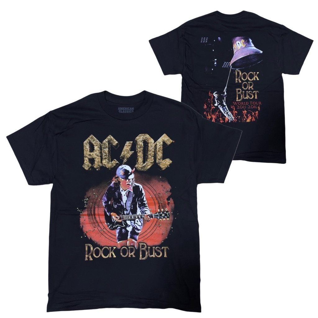 เสื้อวง AC/DC T-SHIRT ลาย ROCK OR BUST(2025) ลิขสิทธิ์ของแท้ USA