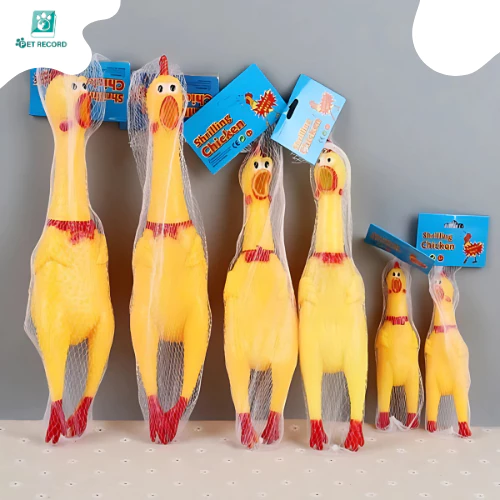 Pet Record ไก่โอ๊กร้องดัง ตุ๊กตาไก่ ของเล่นมีเสียง ของเล่นยางกัด thumbnail 9