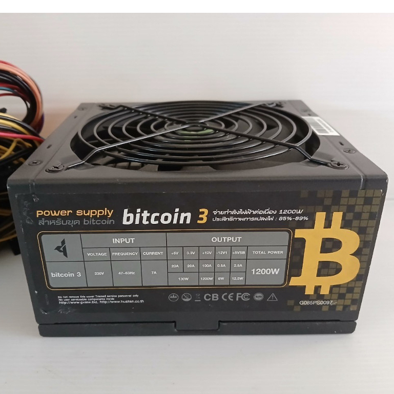 POWER SUPPLY (อุปกรณ์จ่ายไฟพาวเวอร์จีน) Gview bitcoin 3 (80 GOLD)1200w.