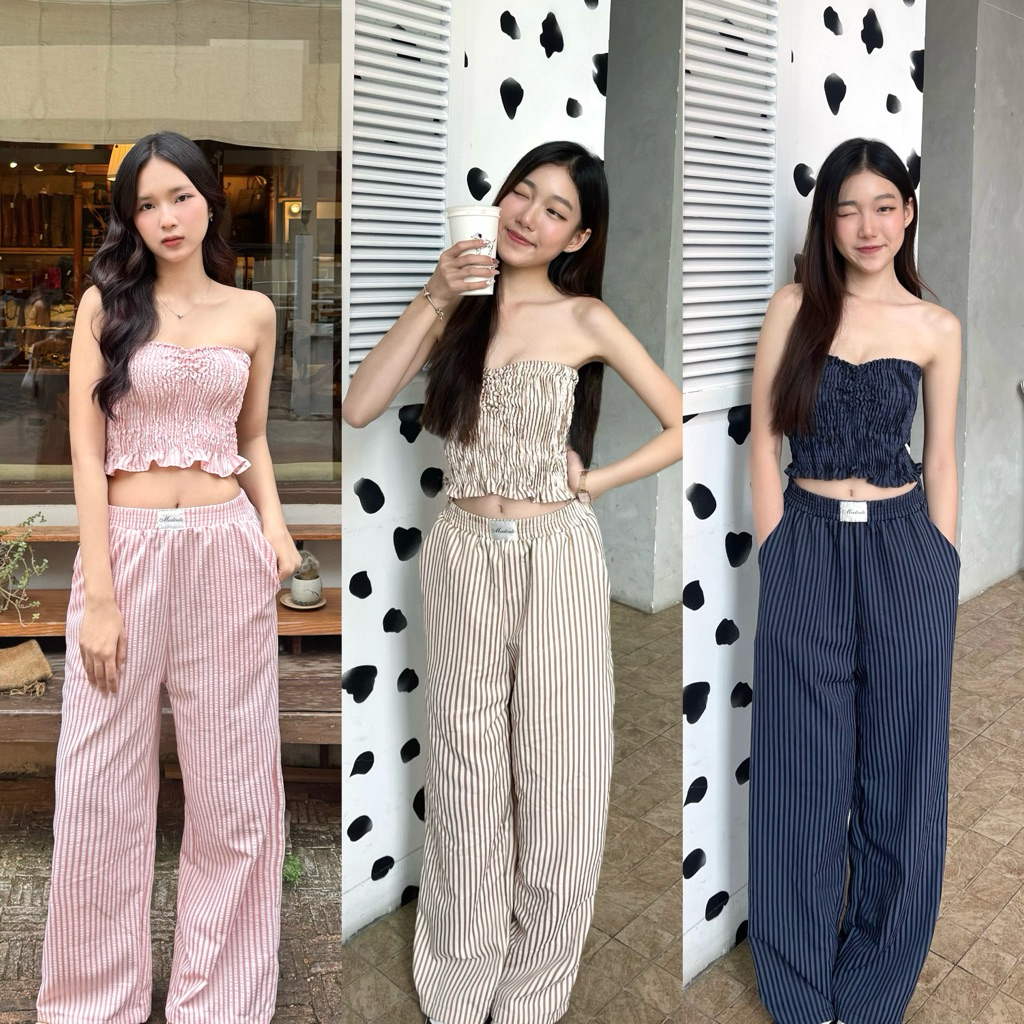 COLLON SET เสื้อเกาะอก กางเกงขายาว สดใสตอนรับซัมเมอร์