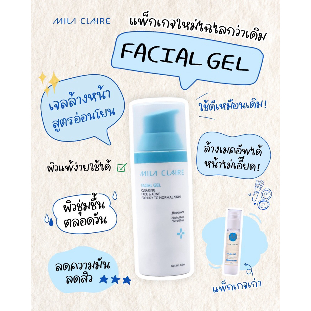 Facial gel Clearing face & acne for dry to normal skinคิดค้นโดยแพทย์