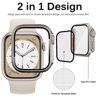 สายโลหะ + เคสพีซีสำหรับ iWatch Series 10 46 42 มม. 45 44 41 40 มม. สายสแตนเลส หน้าจอ เคสกระจกนิรภัย iWatch Series 9 8 SE