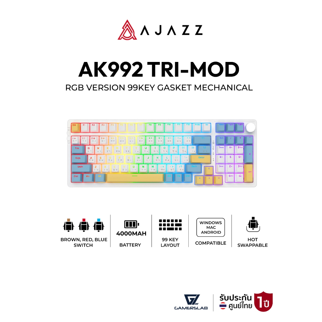 คีย์บอร์ดเกมมิ่ง Ajazz AK992 99KEY GASKET MECHANICAL KEYBOARD