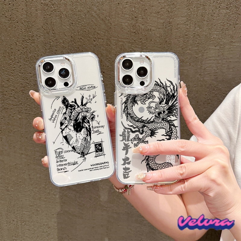 เคสไอโฟน11 14 รูปแบบหัวใจ For iPhone 11 13 12 14 15 Pro Max X XS 7 Plus เคส รูปแบบโปร่งใส ซิลิโคนนุ่มกันกระแทก TPU Case