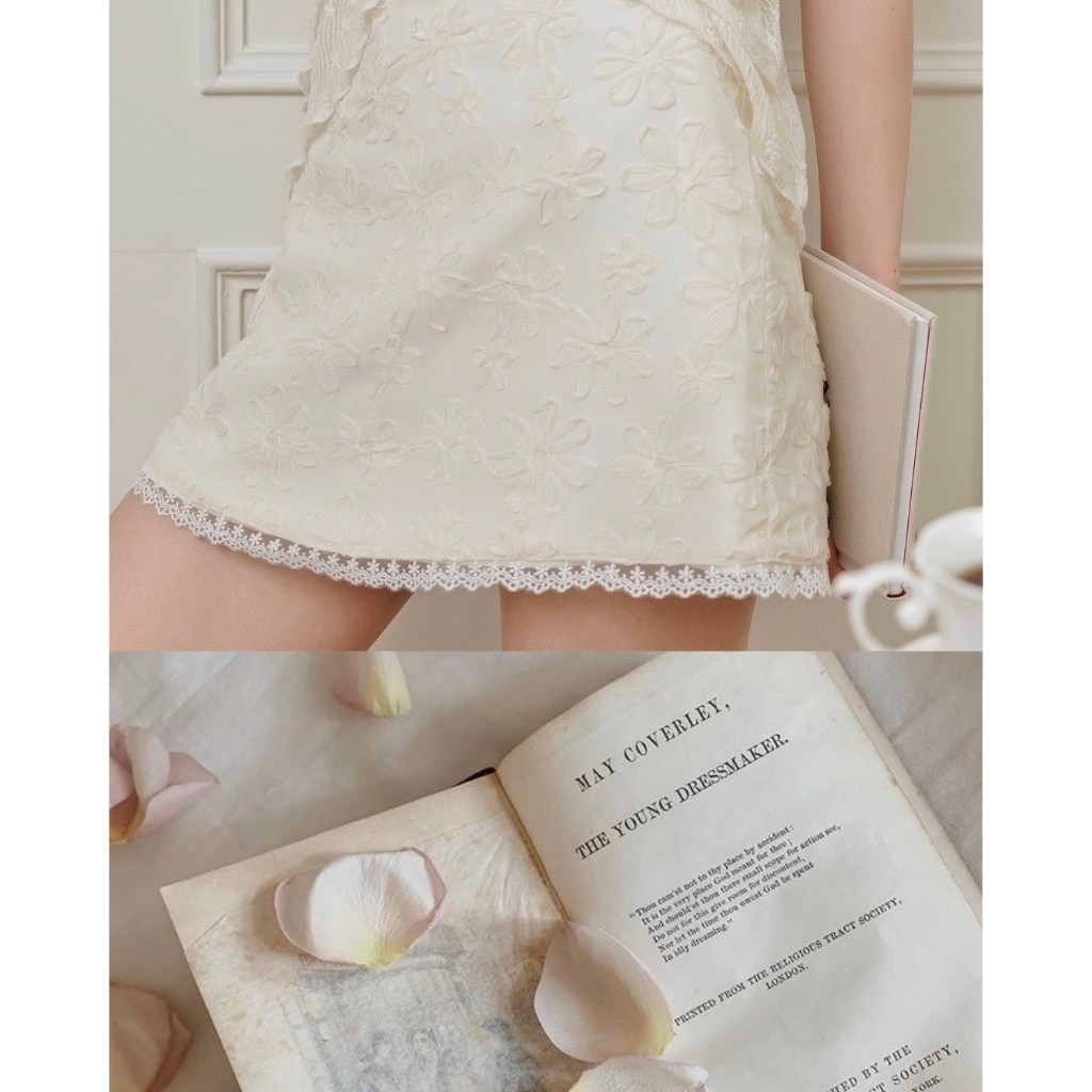 COZME BKK Whisper lace skirt กระโปรงลูกไม้ พร้อมส่ง 2 สี