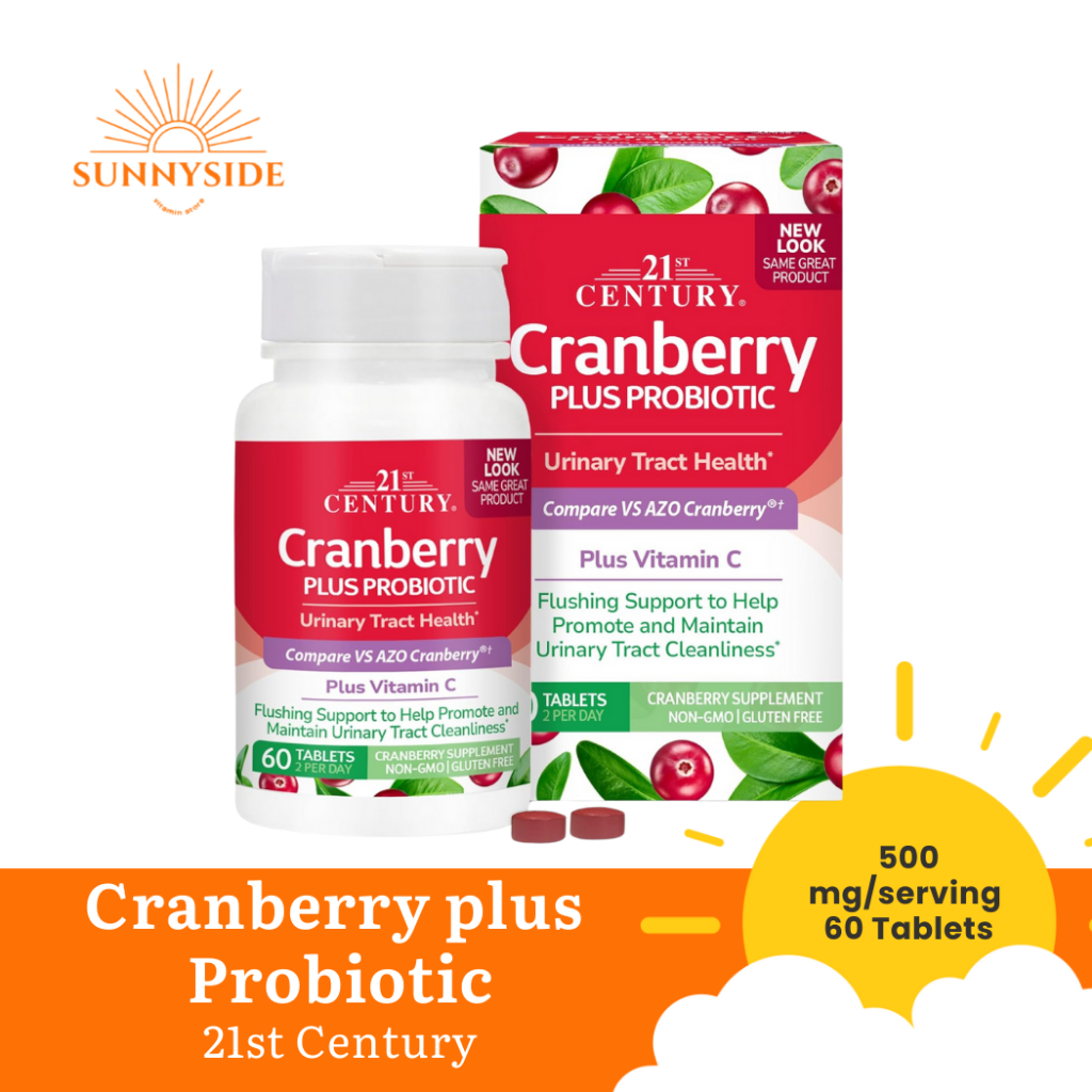 21st Century - Cranberry plus Probiotic ( 500 mg/serving 60 Tablets) แครนเบอร์รี่ โพรไบโอติก