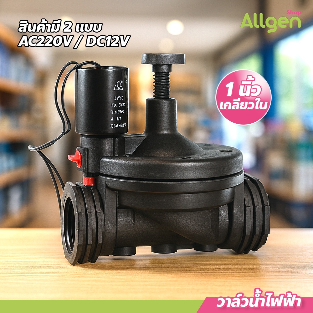 allgen โซลินอยด์วาล์ว AC220V / DC12V วาล์วน้ำไฟฟ้า เกลียวใน ขนาด 1 นิ้ว Solenoid Valve