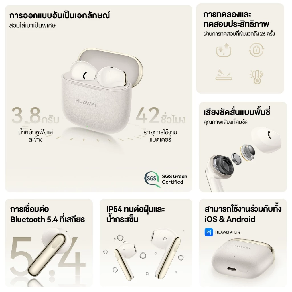 HUAWEI FreeBuds SE 3 หูฟัง Bluetooth ฟังได้ 42 ชม. thumbnail 3