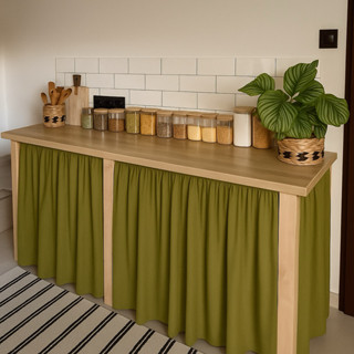 🍡🍭✨ผ้าม่านเคาท์เตอร์ครัวแบบสอดราว มีหลายสีหลายขนาดให้เลือก