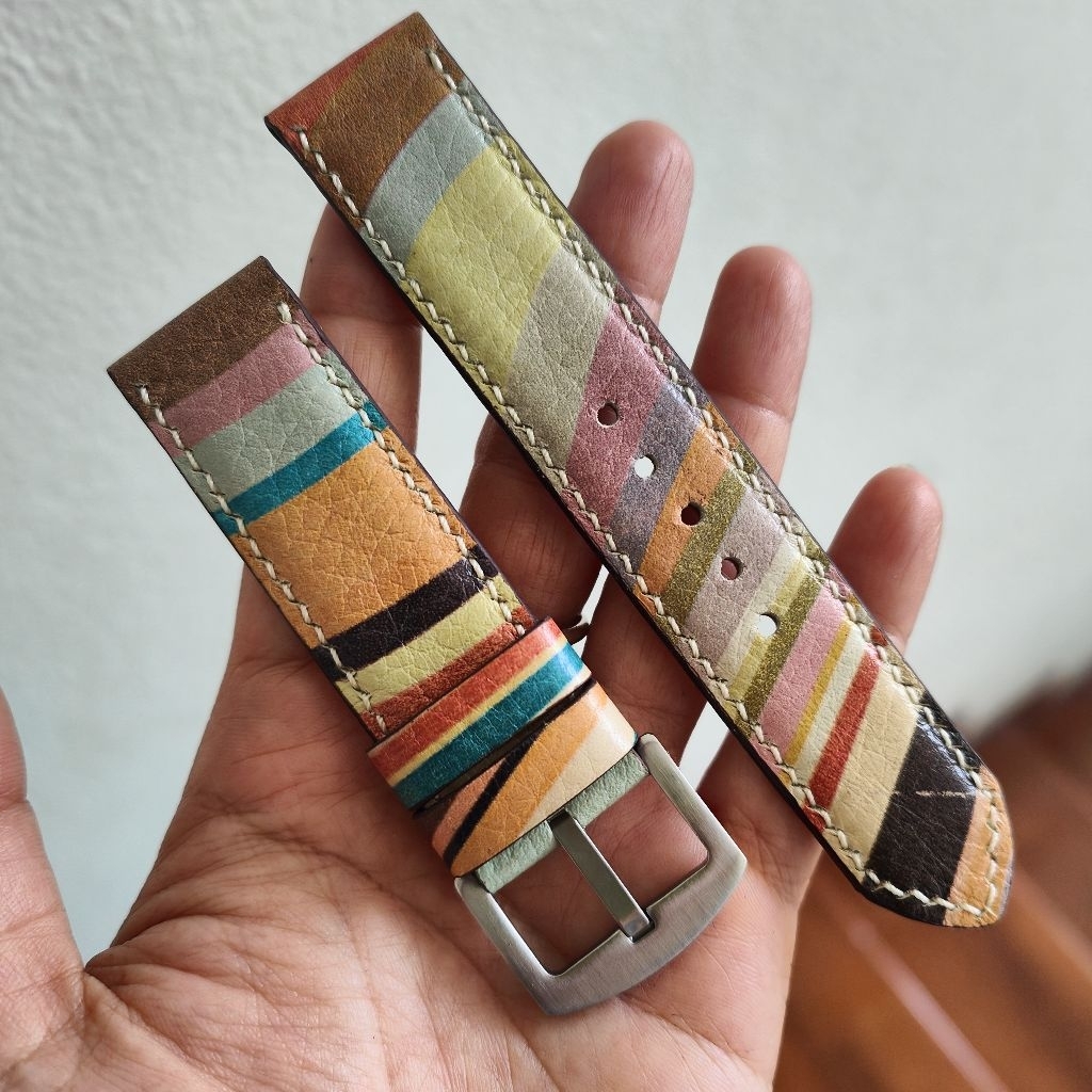 สายนาฬิกา 22 mm. ตัดจากกระเป๋า Paul Smith มือสองของแท้ งาน Handmade ใส่สมาร์ทวอชได้