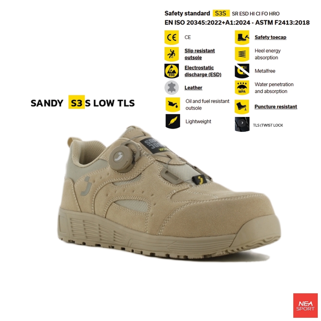 [รุ่นใหม่ ตัวแรง!] SAFETY JOGGER SANDY LOW S3 TLS รองเท้าเซฟตี้ หัวคอมโพสิท  กันทะลุ ไม่หุ้มข้อ
