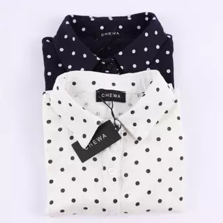 CHEWA Polka Dot Linen Shirt - เสื้อเชิ้ตผ้าลินินลายจุด - LN42