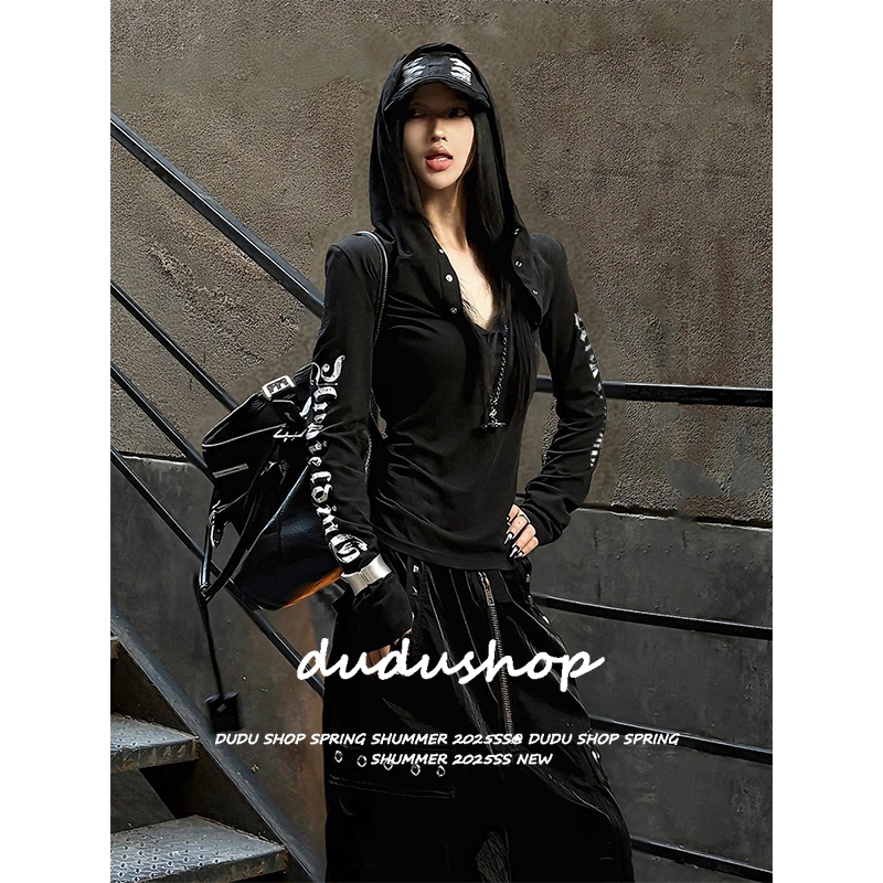 [Street Hip-Hop Printed Casual Sports Thin Hoodie]เสื้อฮู้ดแขนยาวป้องกันแสงแดดแบบบางสไตล์เรโทรสำหรับผู้หญิง