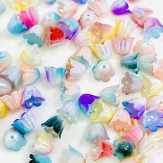 ดอกบัวดิน ลูกปัด ทูโทน เคลือบโฮโลแกรม หลากสี สำหรับงานร้อย ส…