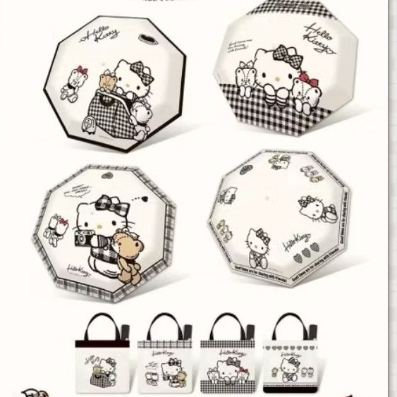 ร่มออโต้ Hello Kitty งานลิขสิทธิ์แท้💯💯💯 มาพร้อมกระเป๋าผ้ากันน้ำ ใช้เป็นปลอกและกระเป๋าถือได้ในใบเดียวกัน ชิ้นละ 379 บาท
