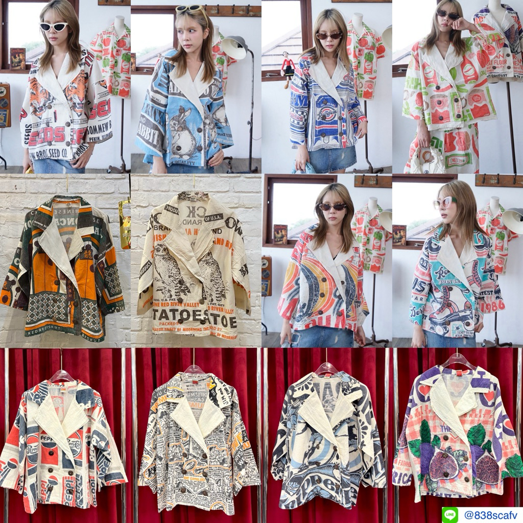 📌 ทักแจ้งลาย ก่อนสั่ง 📌  5651 เสื้อคลุมเบลเซอร์ วินเทจ  ผ้าดิบฟอกนิ่ม คอปกติดกระดุม อก46” Thelandmar