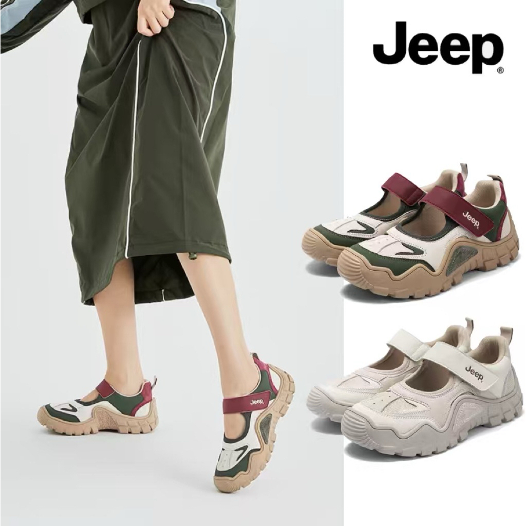 🇹🇭พร้อมส่ง🇹🇭รองเท้าผู้หญิง JEEP แท้100% รุ่นใหม่ พื้นหนา สไตล์ MaryJane หัวกลม น่ารักแนวเกาหลี เท่ๆ ลุยๆ ใส่สบาย