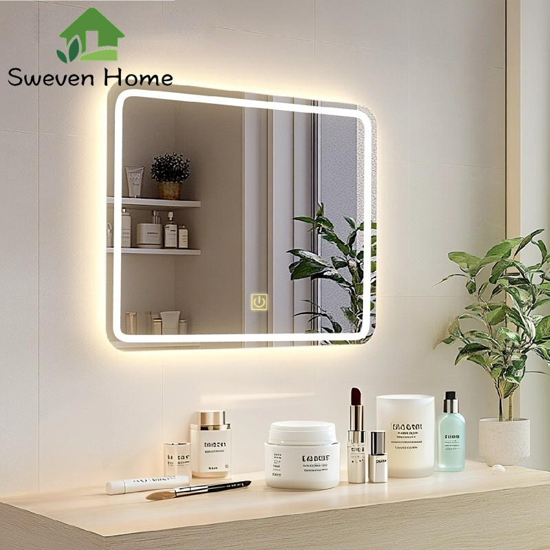 Sweven Home กระจก ห้องน้ํา กระจกมีไฟ กระจกled กระจกแต่งหน้า กระจกแขวน bathroom mirror กระจกห้องน้ำทรงสี่เหลี่ยม พร้อมไฟ