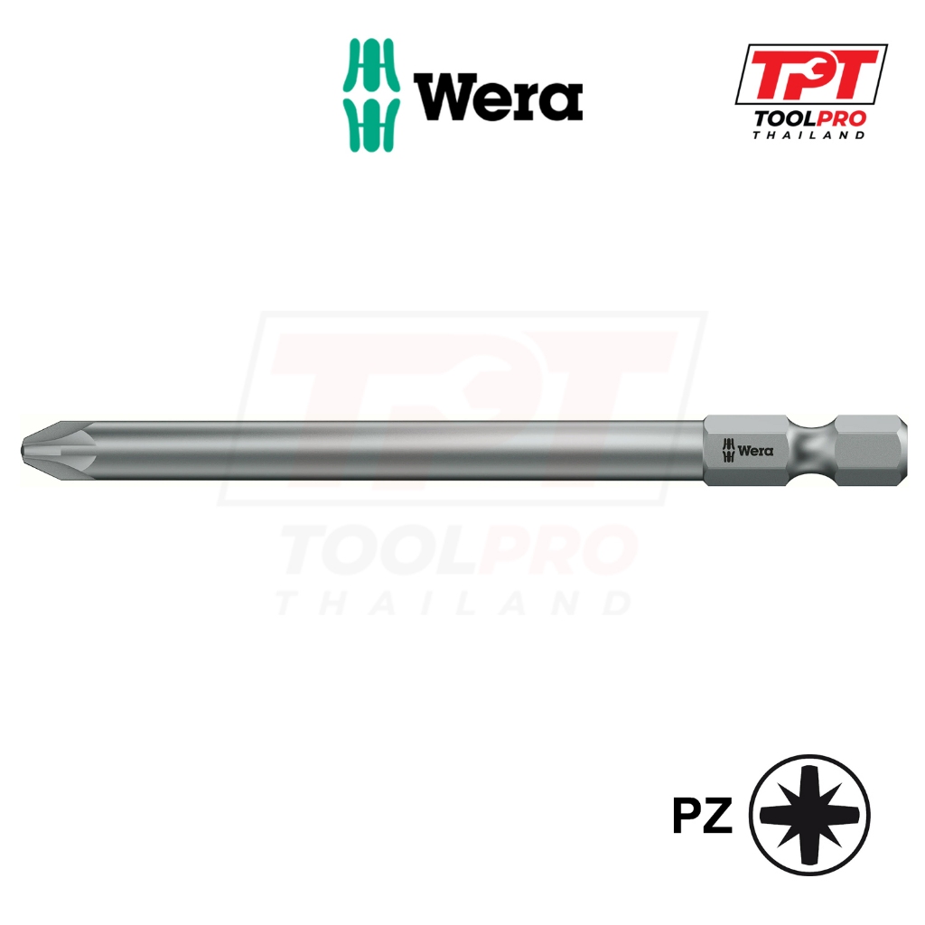Wera ดอกไขควง 855/4 Z (Tough) Pozidrive Bit, PZ1/PZ2/PZ3 x 89mm