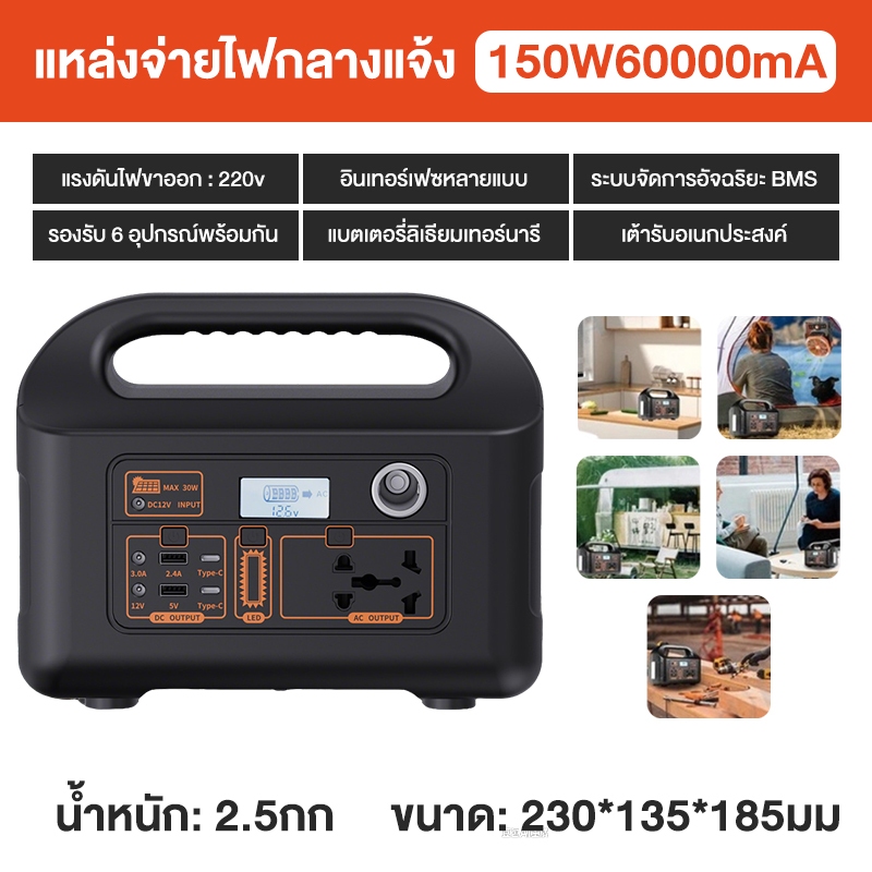 ZSUN Power Station แบตสำรอง เครื่องสํารองไฟห เครื่องสำรองไฟกลางแจ้งอัจฉริยะ 150W/300W แคมป์ปิ้ง ใช้ใ