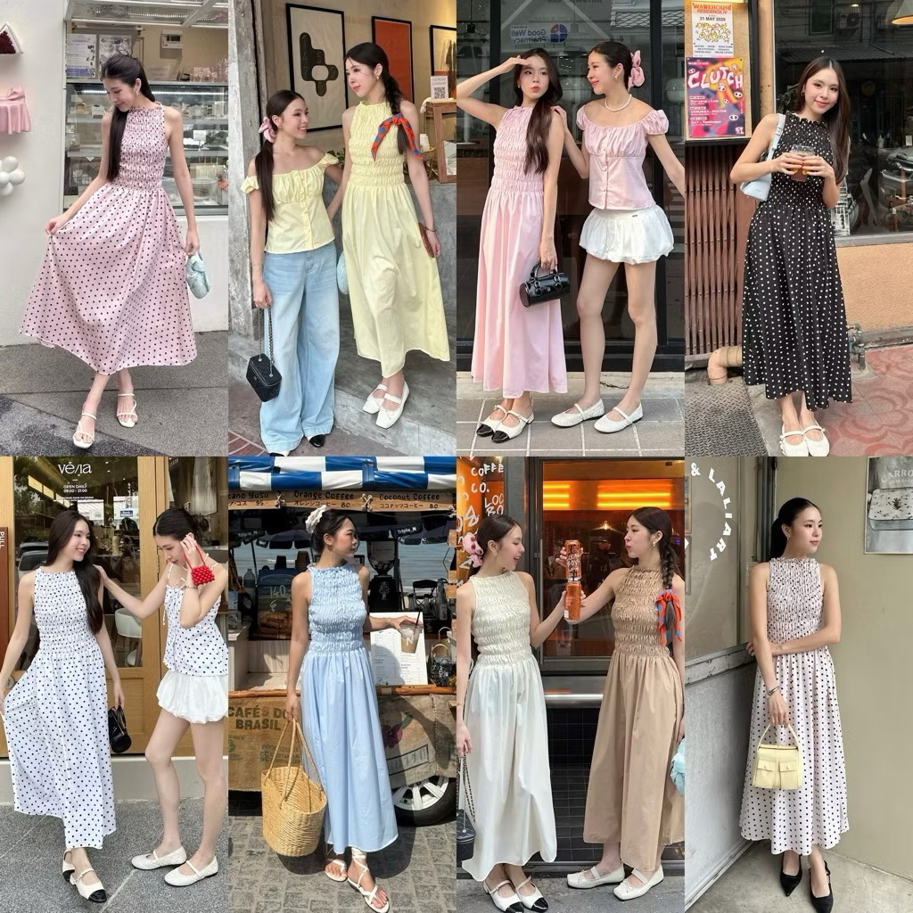 3pcs.basket dress blue เดรสสีฟ้า