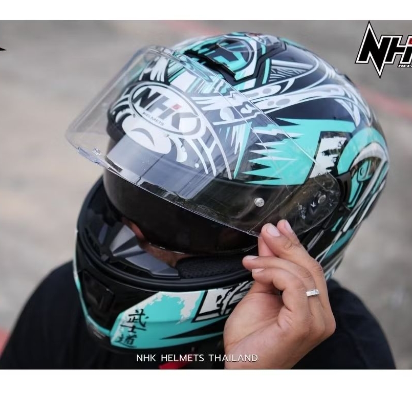 NHK Helmet Full Face K5R  หมวกกันน็อก ทรงสปอร์ต มีแว่นกันแดดภายในตัว