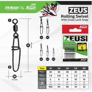 กิ๊ฟลูกหมุน Asari Zeus Rolling Swivel with cross lock snap ท…