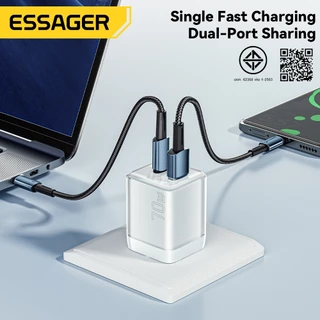 Essager 70W MAX Type-C+USB-A เครื่องชาร์จแบบพกพา ทำงานร่วมกับอุปกรณ์ได้หลากหลาย