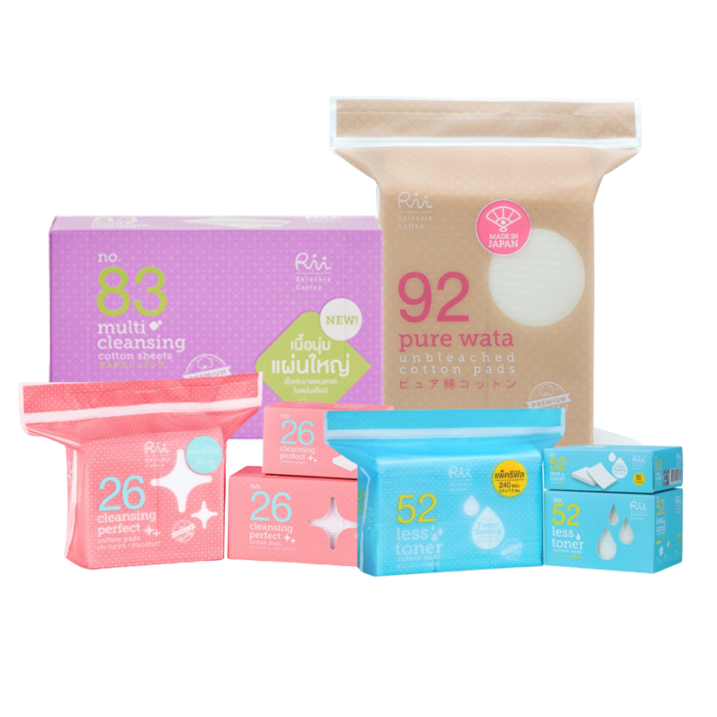 Rii ริอิ สำลีแผ่น รุ่น No. 26 52 83 92 M สำลีเช็ดหน้า นำเข้าจาก USA เช็ดล้างเครื่องสำอางค์ ไม่เป็นขุ
