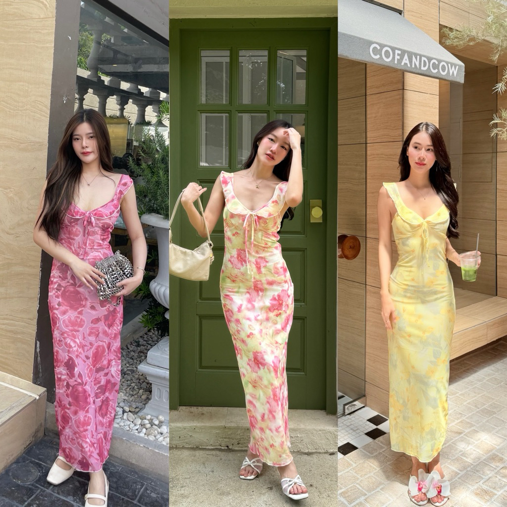 พร้อมส่ง Rosé dress เดรสสายเดี่ยวระบายแขน-G2N.clothshop