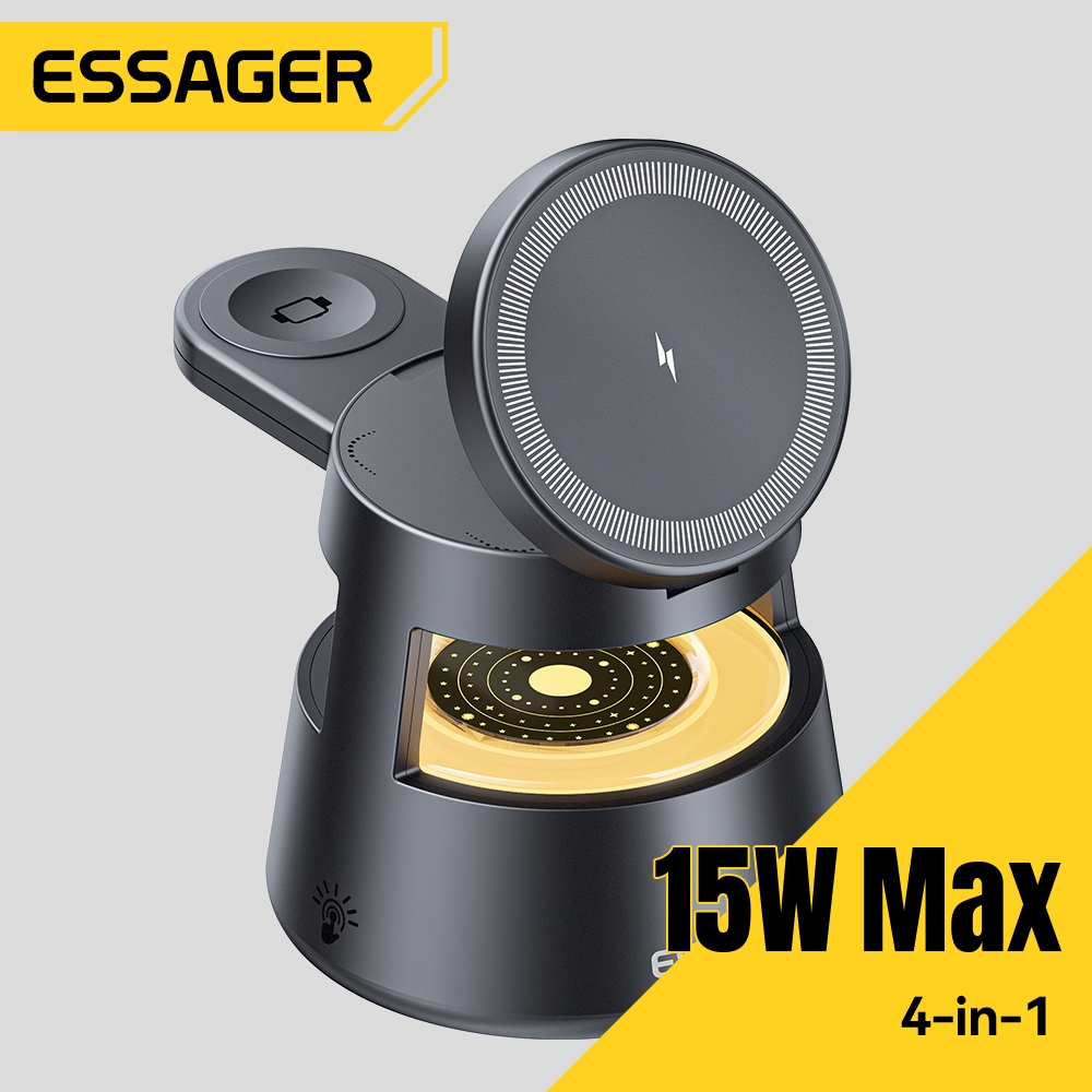 Essager 15W เครื่องชาร์จไร้สายเดสก์ท็อป 4-in-1