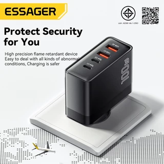 Essager เครื่องชาร์จพกพา 100W 2C+2A มาตรฐานยุโรป เหมาะกับอุปกรณ์หลากหลาย