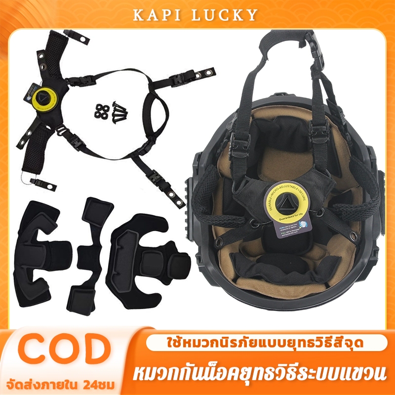 หมวกกันน็อคยุทธวิธีระบบแขวน Wendy Suspension สายรัดคาง ปรับท้ายทอยได้ ใช้กับ หมวก Fast หมวกแคปบร้า ขายเป็นชุด