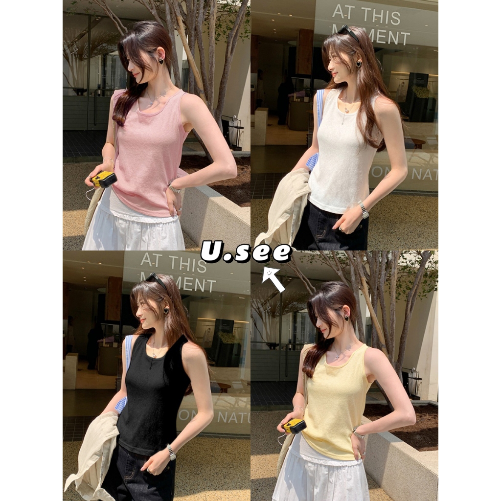 เสื้อกั๊ก เสื้อยืดผ้าฝ้าย สไตล์เลซี่ เสื้อสายเดี่ยว ทำขอบสวย#2391