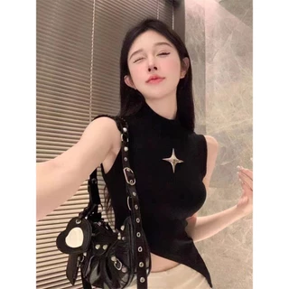 MQzz4289 *พร้อมส่ง* เสื้อกั๊กแขนกุด ดีไซน์รูปดาวกระจาย สวยเซ็กซี่ไม่ไหว FreeSize