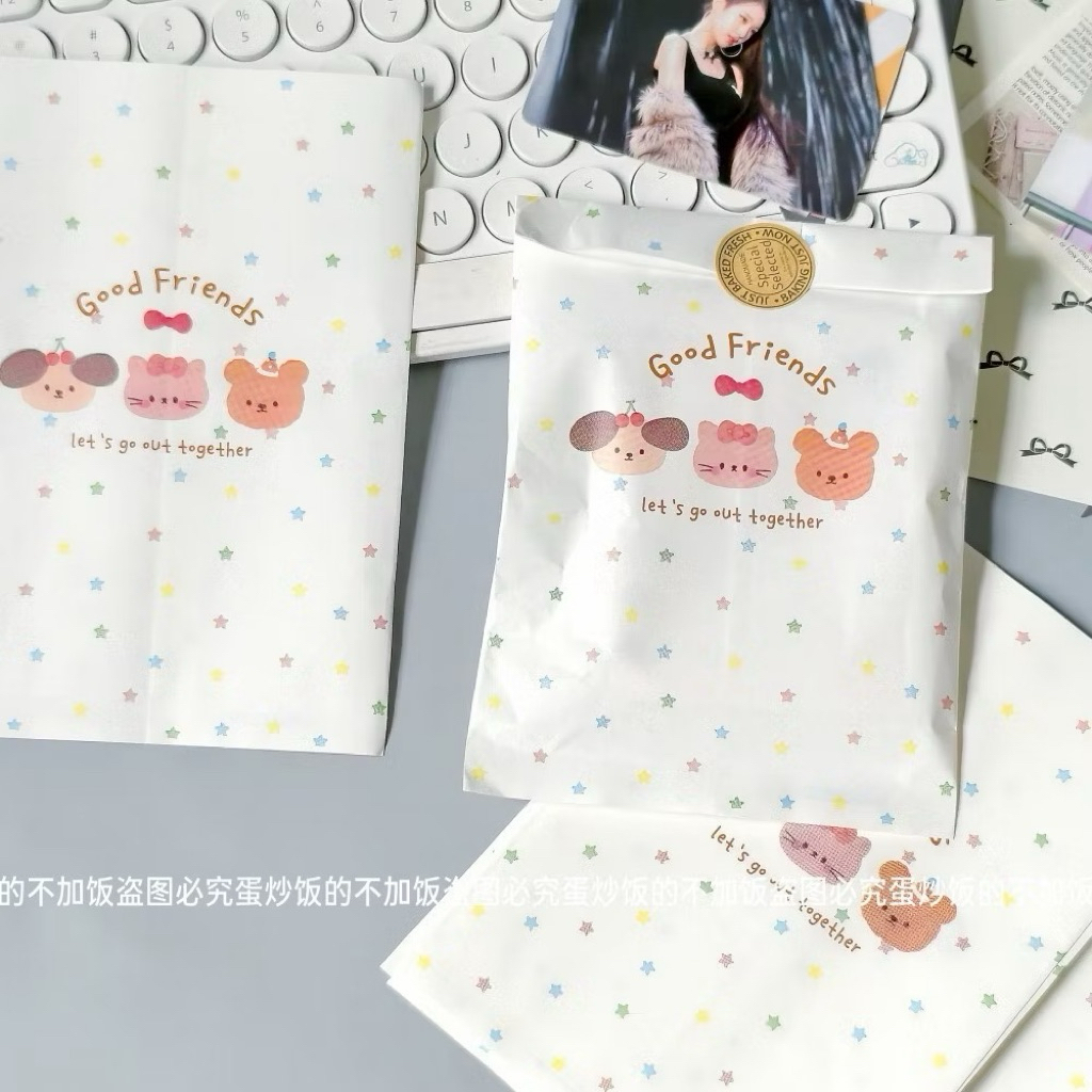 🐻🍦พร้อมส่ง!ถุงกระดาษ ลายดาว การ์ตูนน่ารัก แพค10ชิ้น ขนาด12*17cm