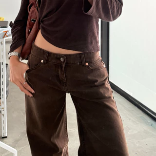 [ PAPADON'TCRY ] - Low Rise Jeans กางเกงยีนส์เอวต่ำทรงกระบอก