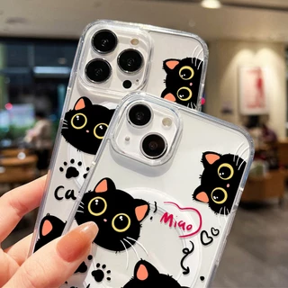 เคส For Samsung A57 A37 S26 Ultra S24 FE A07 A17 A55 5G A16 A56 A36 A06 A15 A54 A35 เคสแม่เหล็กใสรูใหญ่ ลายอุ้งเท้าแมว