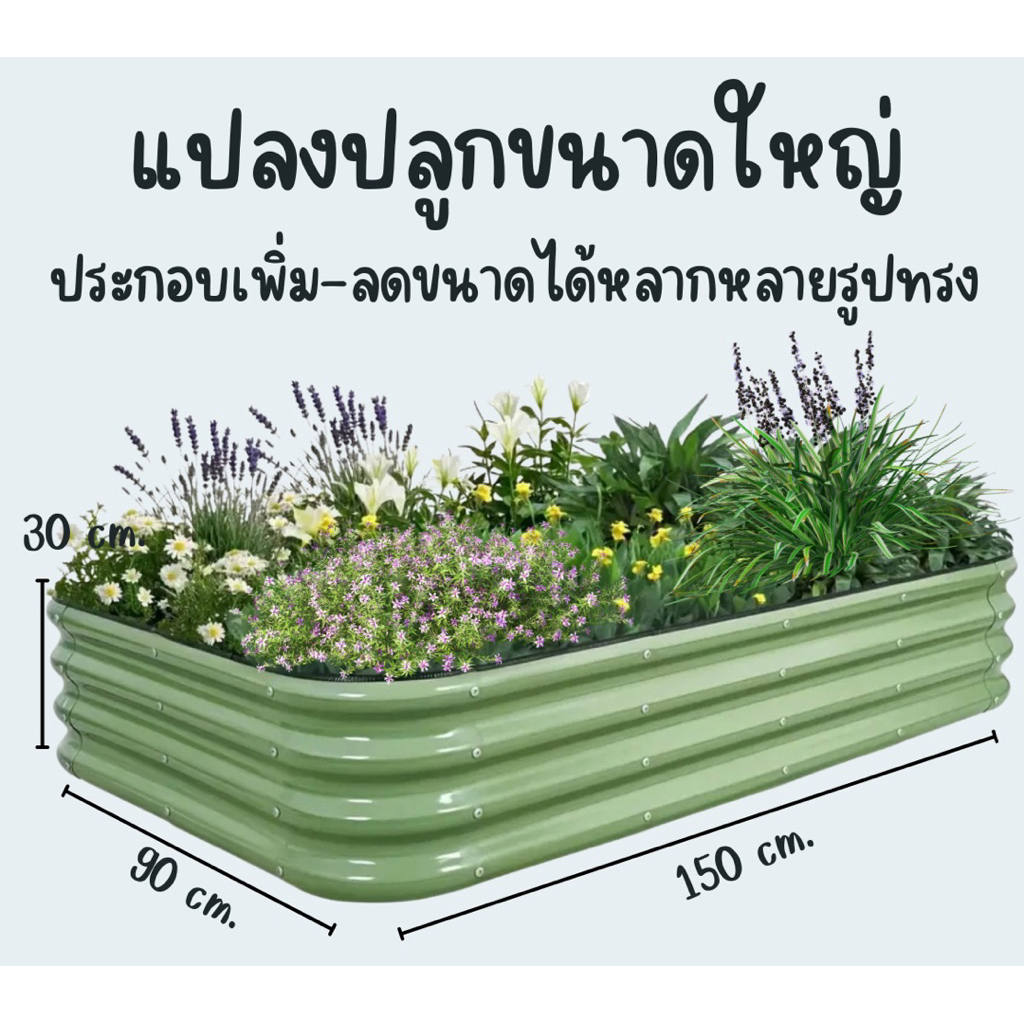 แปลงปลูกพืชผักดอกไม้ขนาดใหญ่ สีเขียว