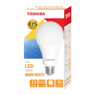 [คุ้ม! 1แถม1] TOSHIBA LED BULB A70 15W หลอดใหญ่ สว่าง ถนอมสายตา สีขาว /เหลือง หลอดไฟโตชิบา