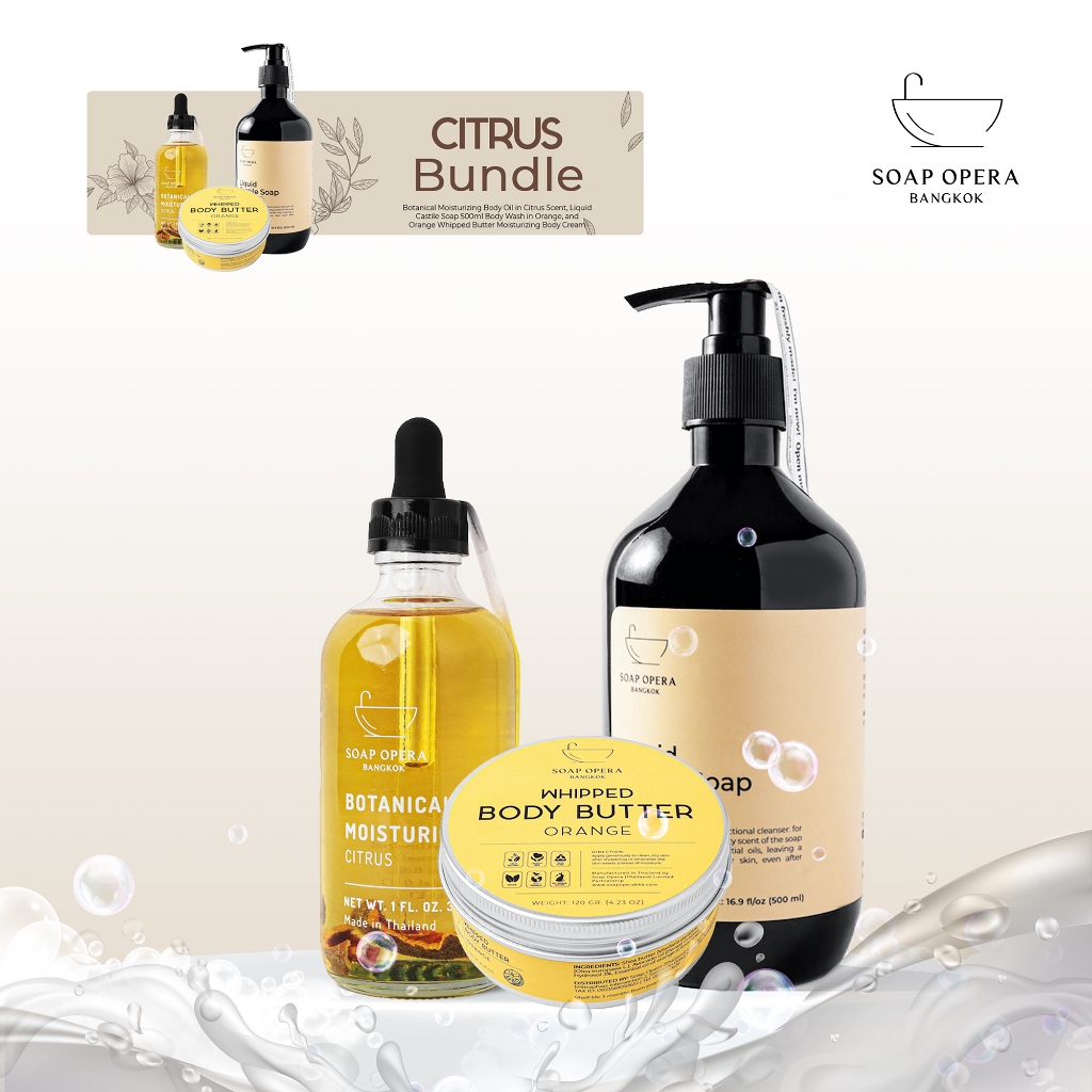 Soap Opera - Citrus Self Care Bundle 6: Moisturizing Body Oil + Moisturizing Body Cream + Castile So